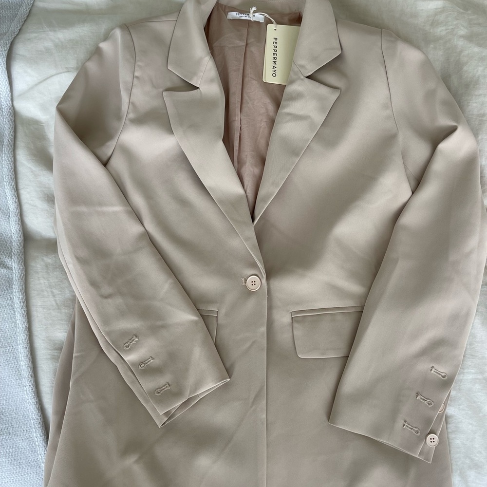 PART OF A SET Peppermayo Beige Blazer + Skirt Set